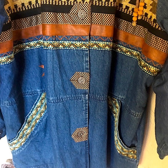 Vintage 80’s Collectable Hickory Denim Hippie Embellished Southwest Tapestry JKT - Picture 7 of 11